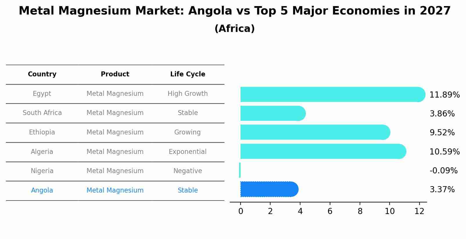 Metal Magnesium Market: Angola vs Top 5 Major Economies in 2027 (Africa)