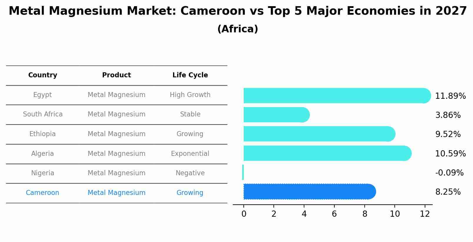Metal Magnesium Market: Cameroon vs Top 5 Major Economies in 2027 (Africa)