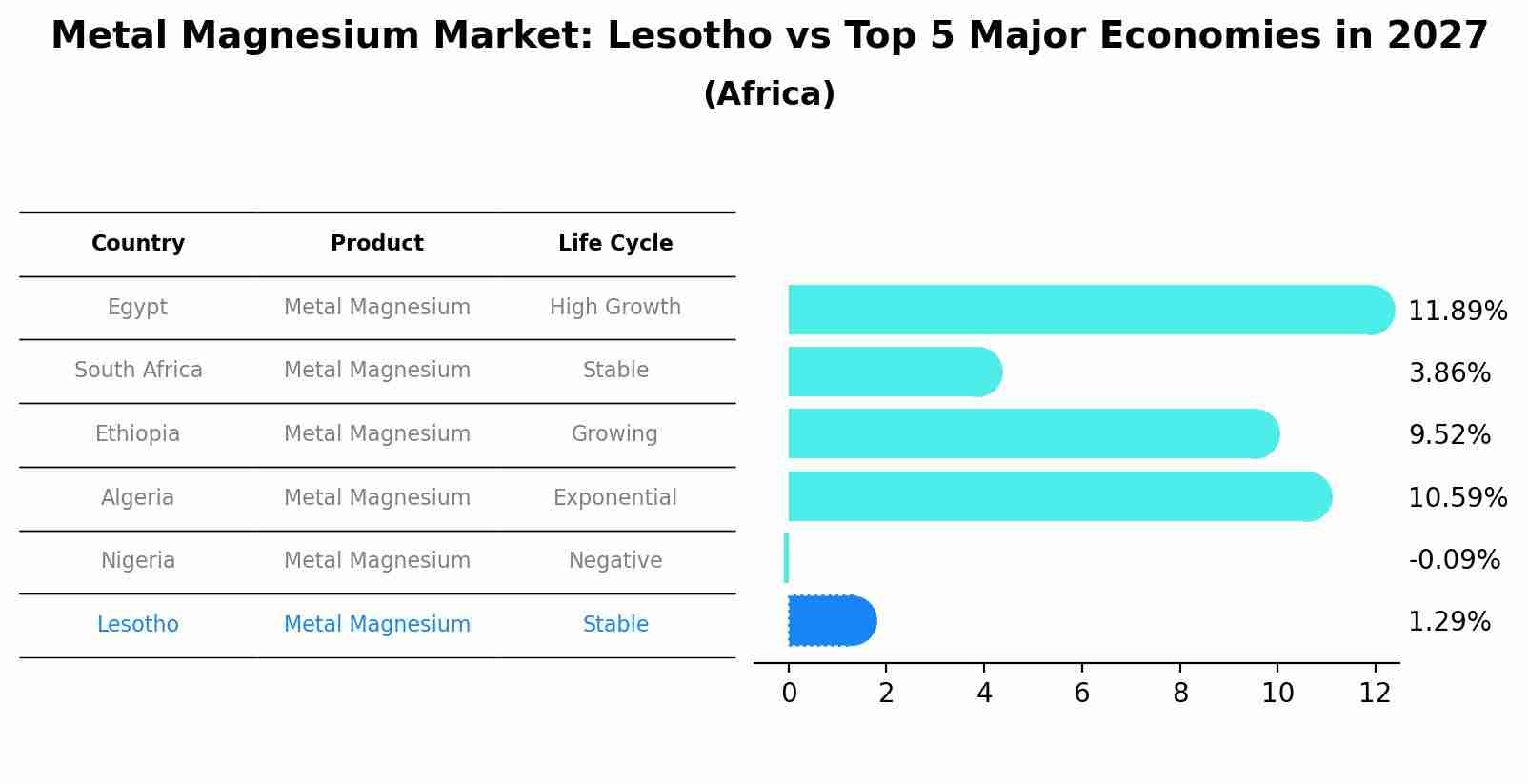 Metal Magnesium Market: Lesotho vs Top 5 Major Economies in 2027 (Africa)