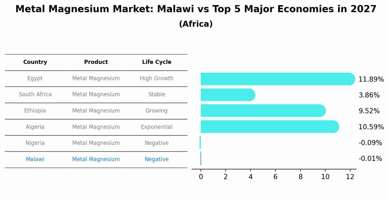 Metal Magnesium Market: Malawi vs Top 5 Major Economies in 2027 (Africa)