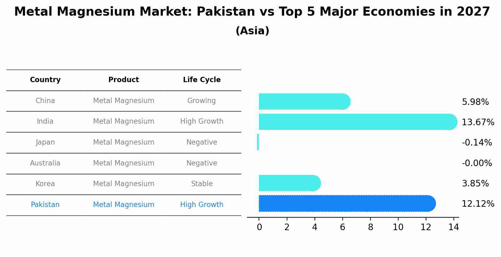 Metal Magnesium Market: Pakistan vs Top 5 Major Economies in 2027 (Asia)
