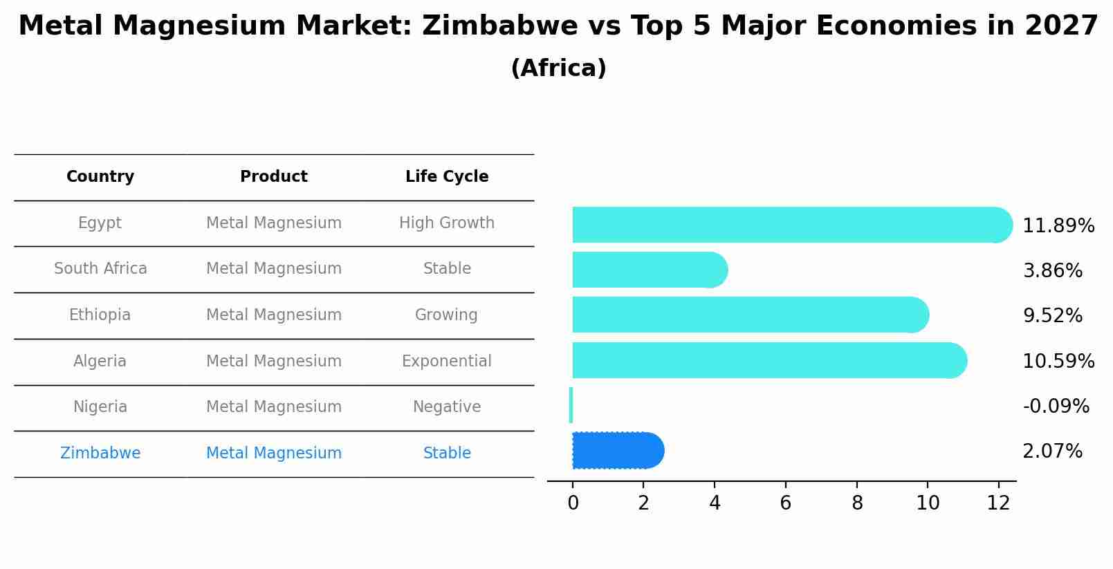 Metal Magnesium Market: Zimbabwe vs Top 5 Major Economies in 2027 (Africa)