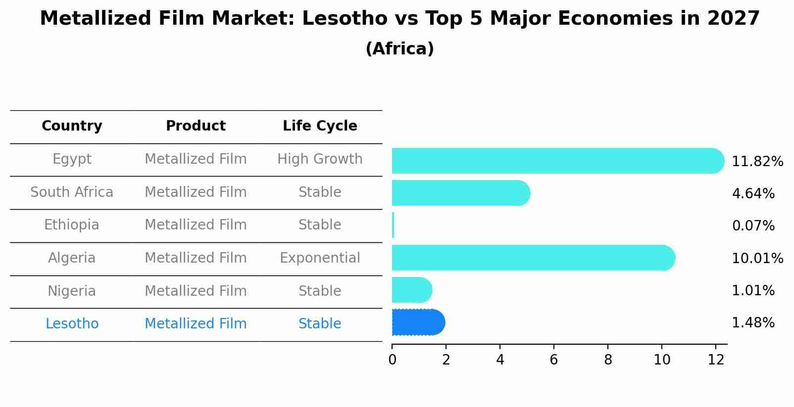 Metallized Film Market: Lesotho vs Top 5 Major Economies in 2027 (Africa)