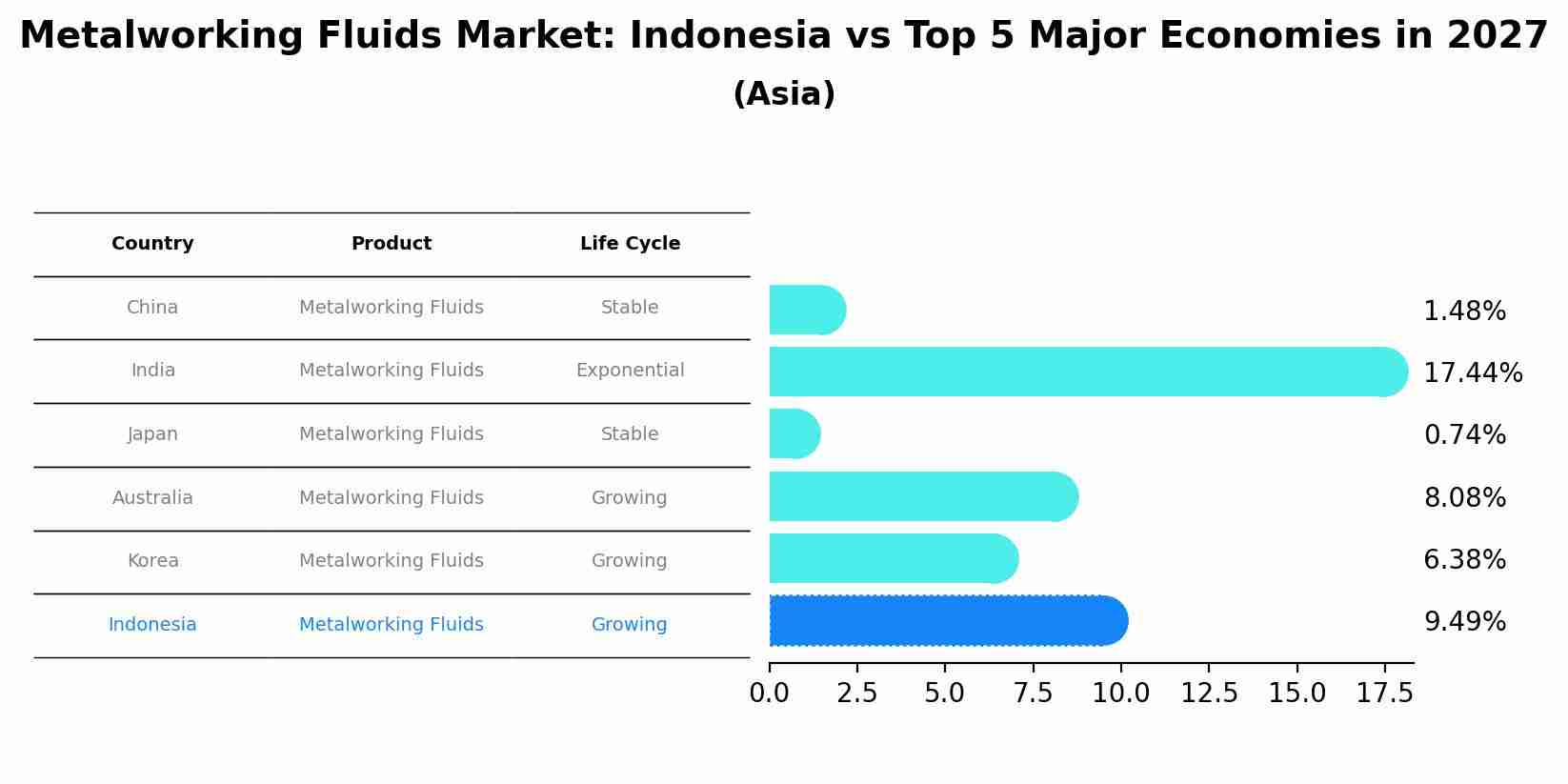Metalworking Fluids Market: Indonesia vs Top 5 Major Economies in 2027 (Asia)