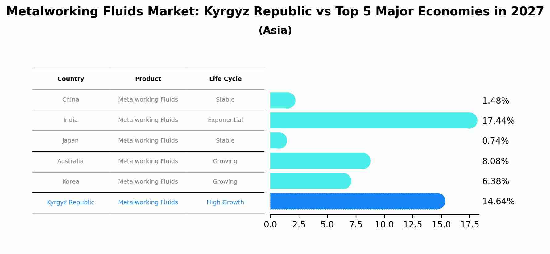 Metalworking Fluids Market: Kyrgyz Republic vs Top 5 Major Economies in 2027 (Asia)