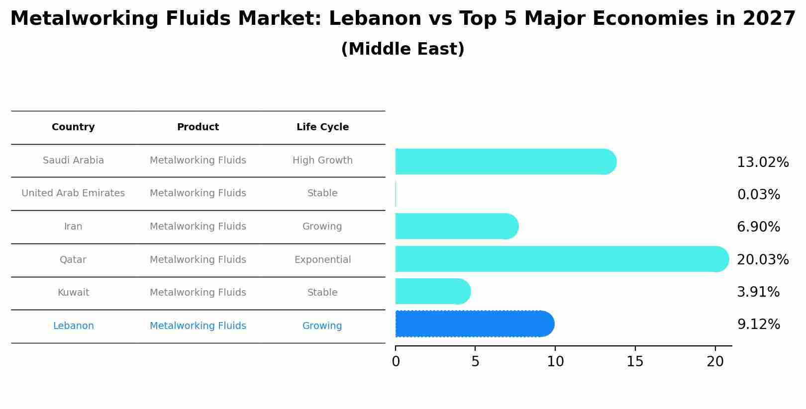 Metalworking Fluids Market: Lebanon vs Top 5 Major Economies in 2027 (Middle East)