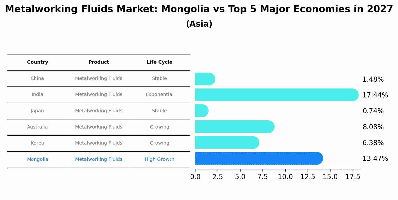 Metalworking Fluids Market: Mongolia vs Top 5 Major Economies in 2027 (Asia)