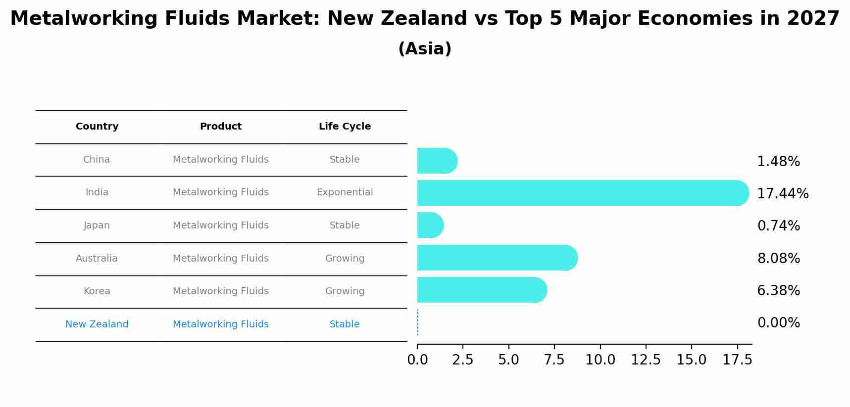 Metalworking Fluids Market: New Zealand vs Top 5 Major Economies in 2027 (Asia)