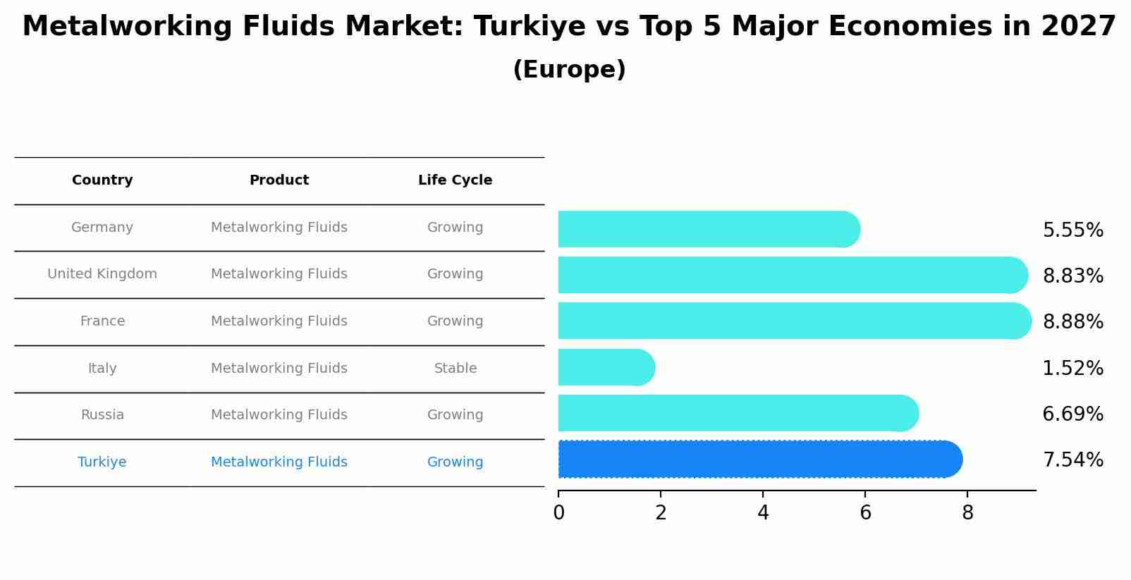 Metalworking Fluids Market: Turkiye vs Top 5 Major Economies in 2027 (Europe)