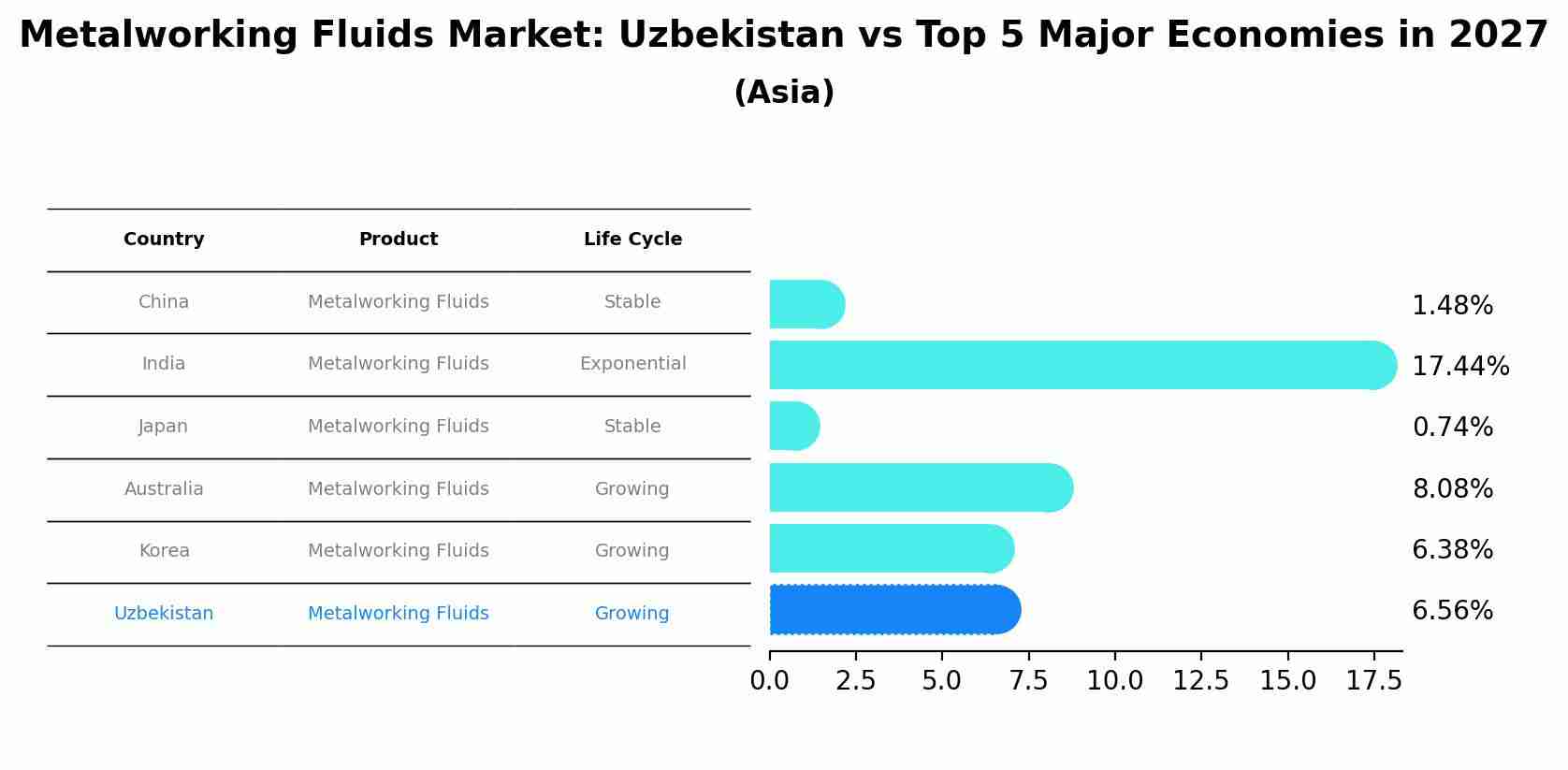 Metalworking Fluids Market: Uzbekistan vs Top 5 Major Economies in 2027 (Asia)