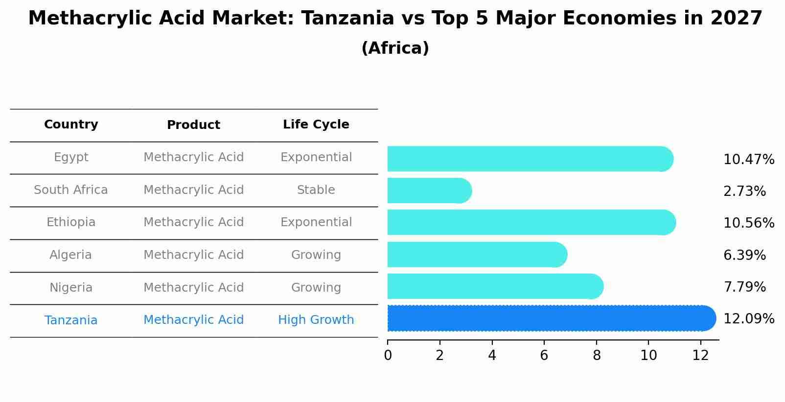 Methacrylic Acid Market: Tanzania vs Top 5 Major Economies in 2027 (Africa)