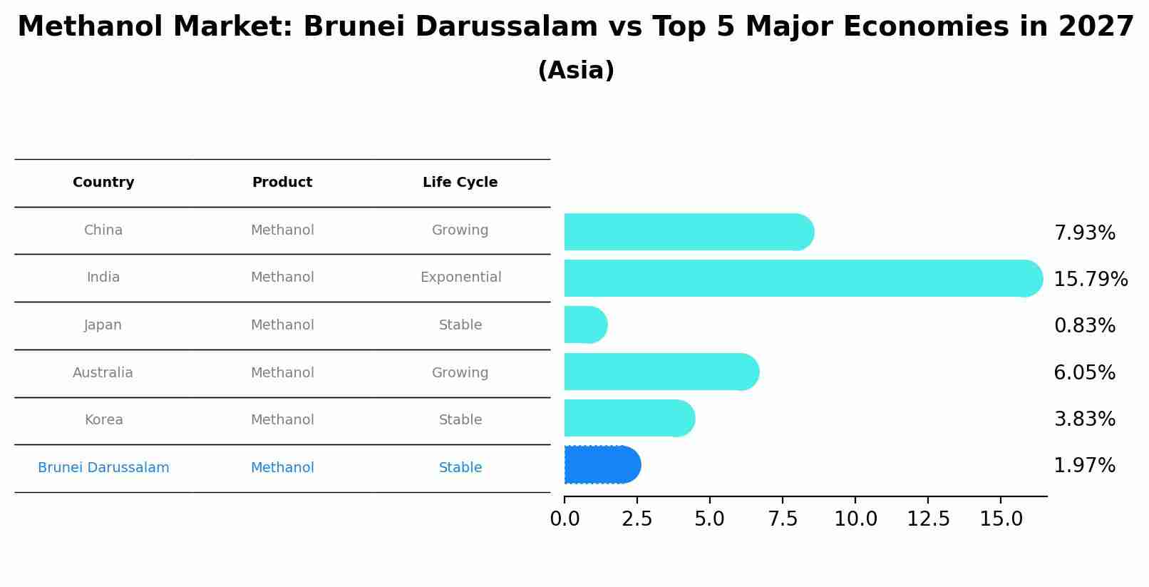 Methanol Market: Brunei Darussalam vs Top 5 Major Economies in 2027 (Asia)