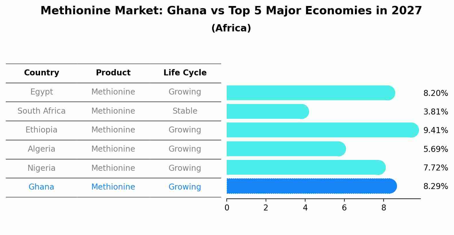 Methionine Market: Ghana vs Top 5 Major Economies in 2027 (Africa)
