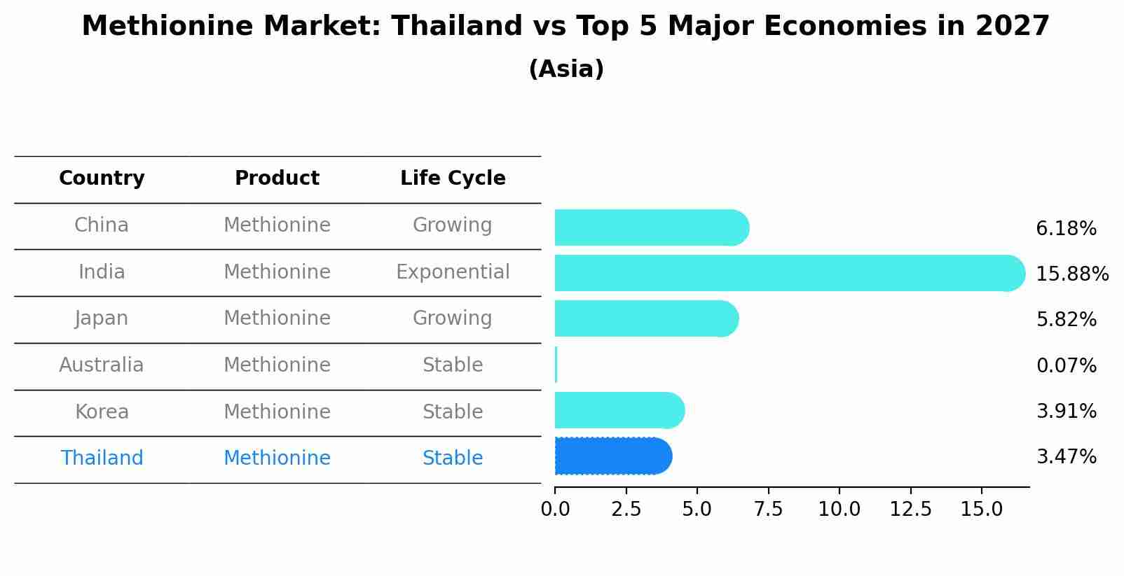 Methionine Market: Thailand vs Top 5 Major Economies in 2027 (Asia)
