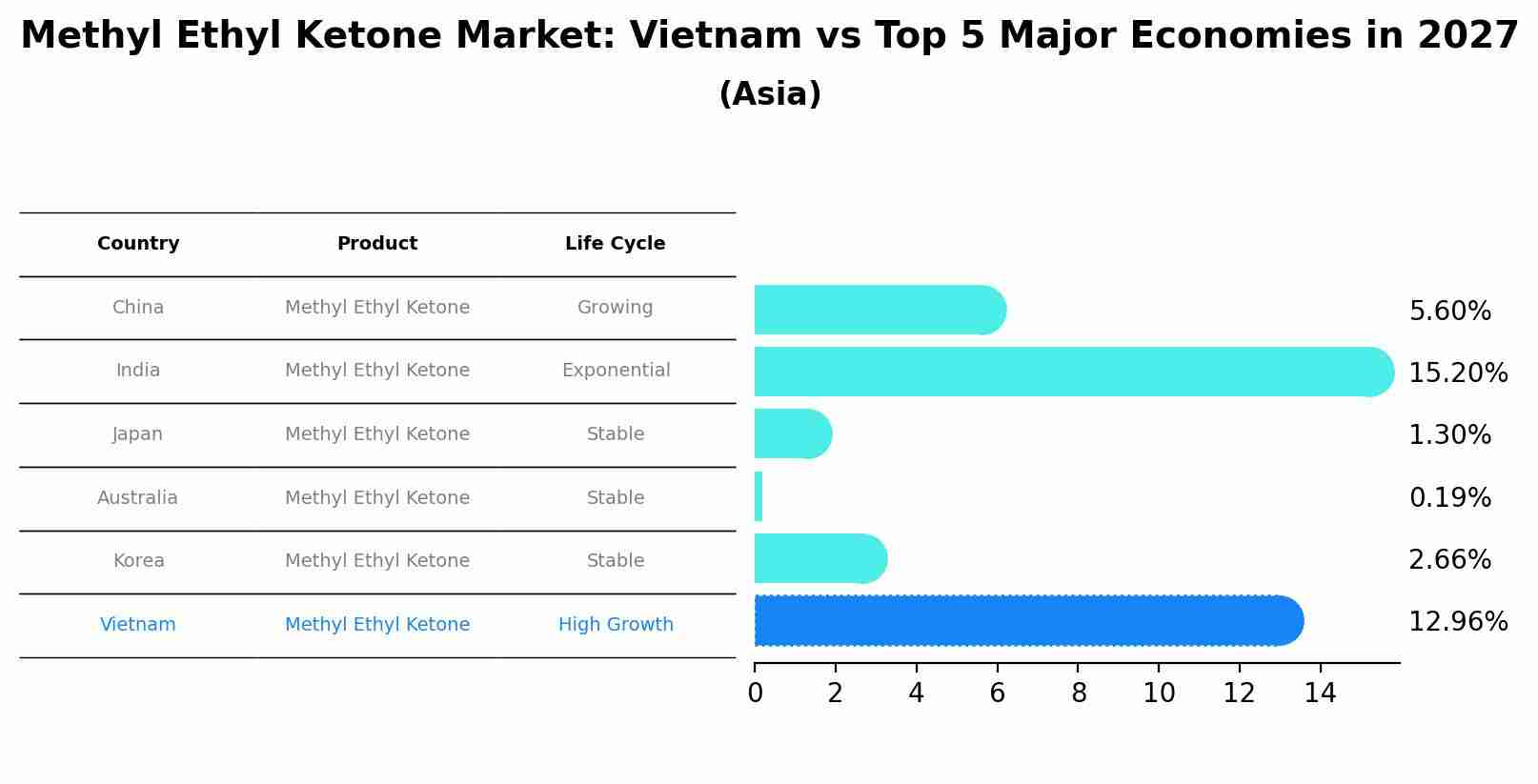 Methyl Ethyl Ketone Market: Vietnam vs Top 5 Major Economies in 2027 (Asia)