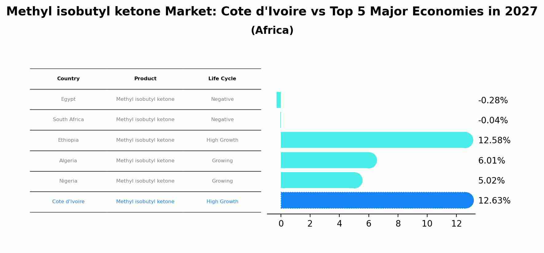 Methyl isobutyl ketone Market: Cote d'Ivoire vs Top 5 Major Economies in 2027 (Africa)