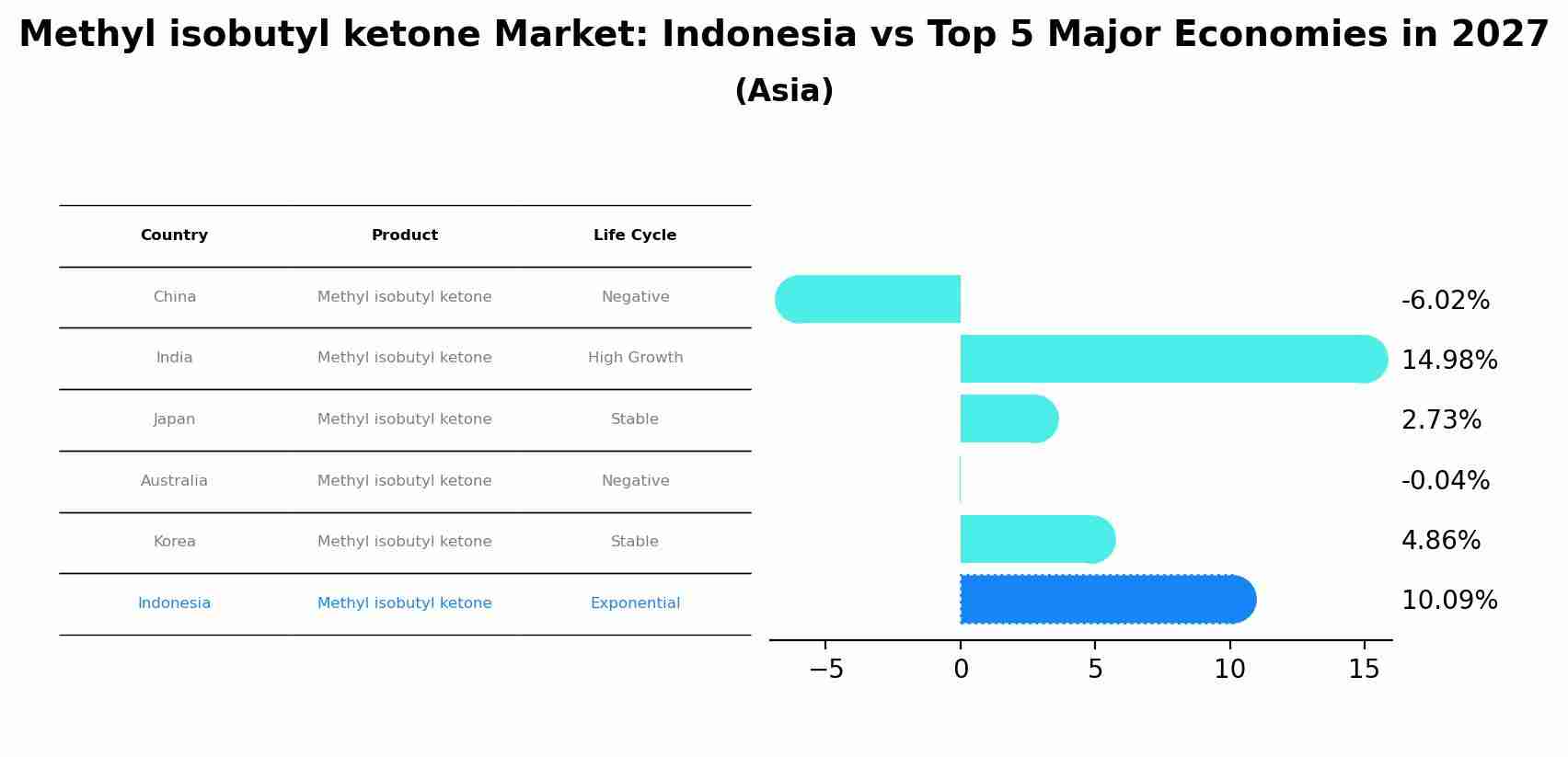 Methyl isobutyl ketone Market: Indonesia vs Top 5 Major Economies in 2027 (Asia)