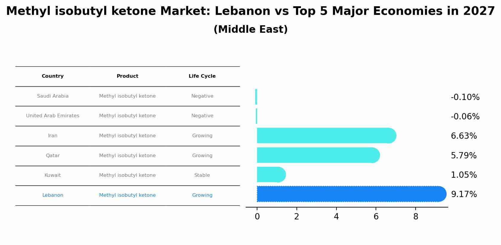 Methyl isobutyl ketone Market: Lebanon vs Top 5 Major Economies in 2027 (Middle East)