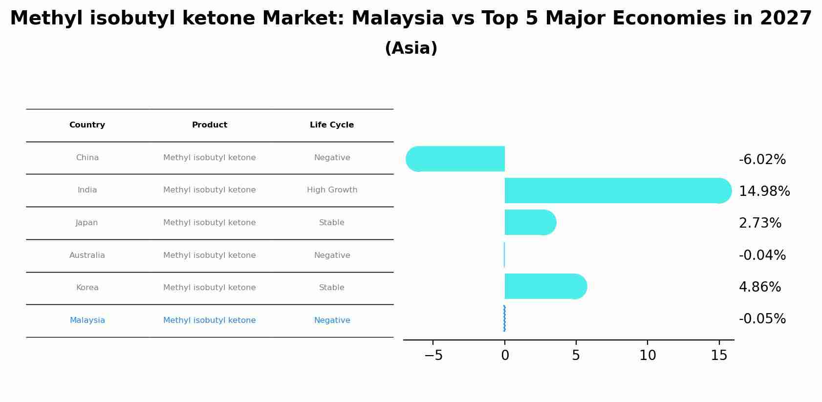 Methyl isobutyl ketone Market: Malaysia vs Top 5 Major Economies in 2027 (Asia)