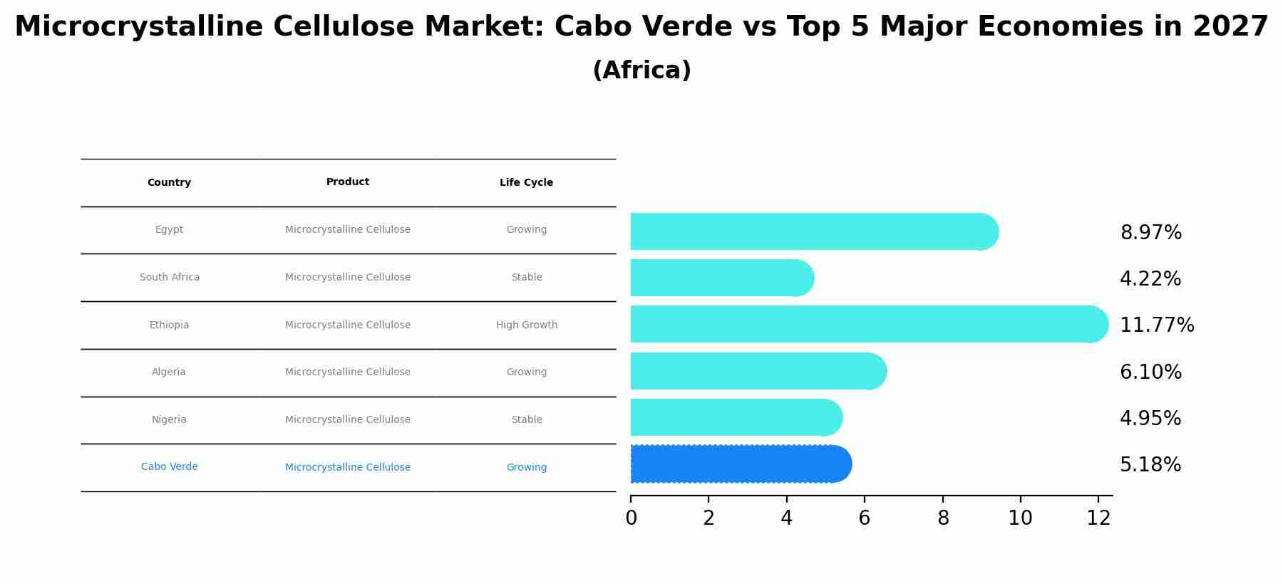 Microcrystalline Cellulose Market: Cabo Verde vs Top 5 Major Economies in 2027 (Africa)
