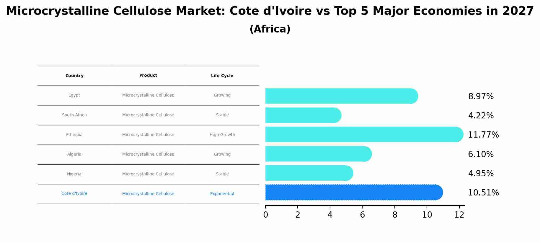 Microcrystalline Cellulose Market: Cote d'Ivoire vs Top 5 Major Economies in 2027 (Africa)