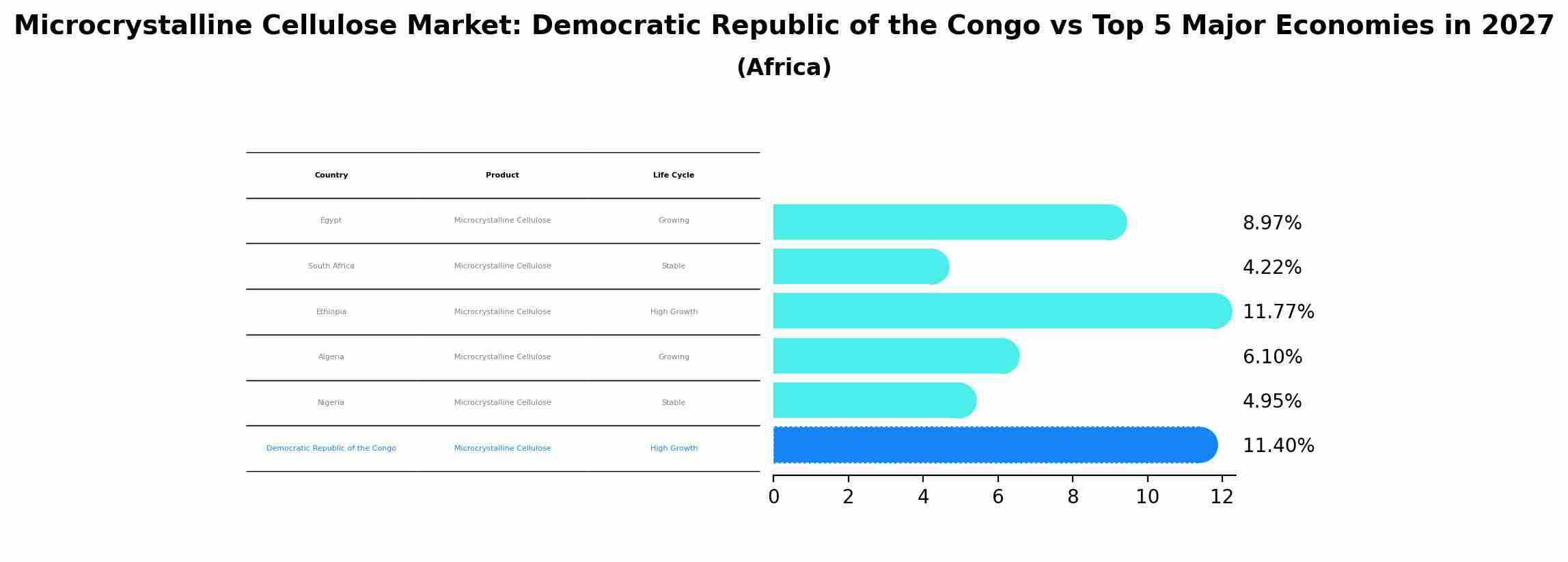 Microcrystalline Cellulose Market: Democratic Republic of the Congo vs Top 5 Major Economies in 2027 (Africa)