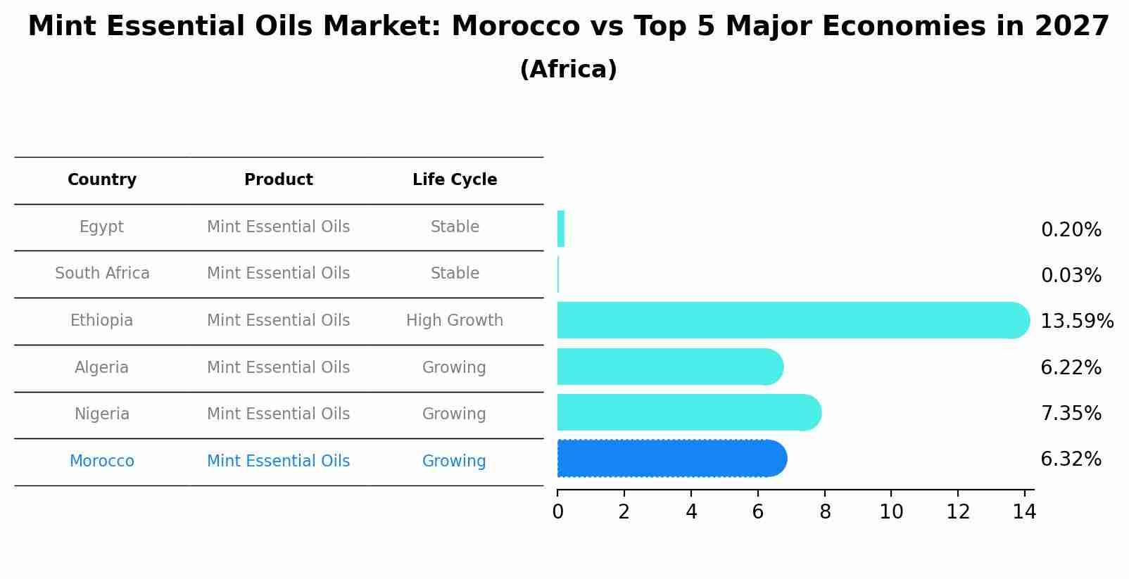 Mint Essential Oils Market: Morocco vs Top 5 Major Economies in 2027 (Africa)