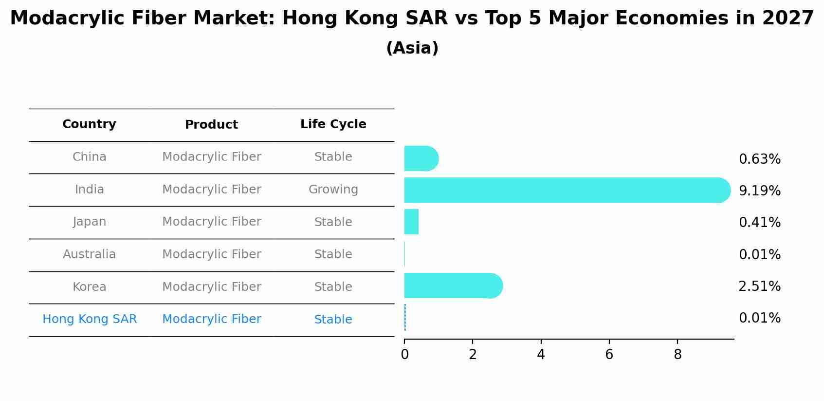 Modacrylic Fiber Market: Hong Kong SAR vs Top 5 Major Economies in 2027 (Asia)
