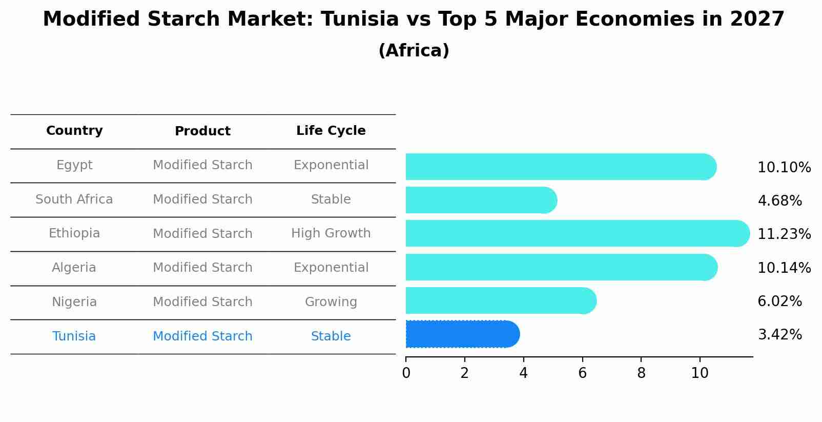 Modified Starch Market: Tunisia vs Top 5 Major Economies in 2027 (Africa)