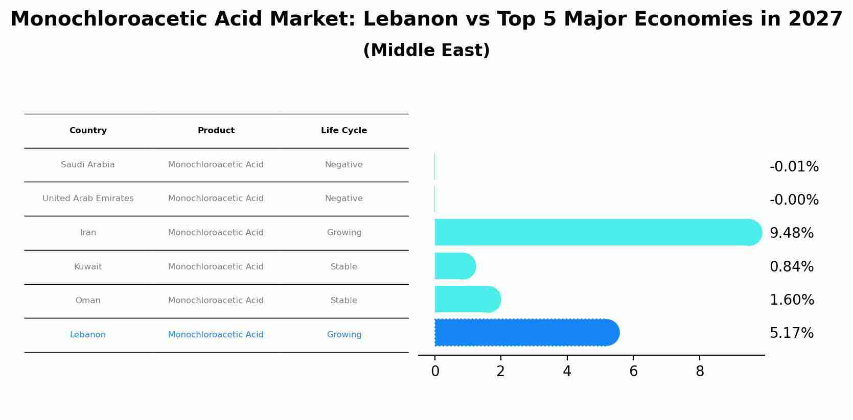 Monochloroacetic Acid Market: Lebanon vs Top 5 Major Economies in 2027 (Middle East)