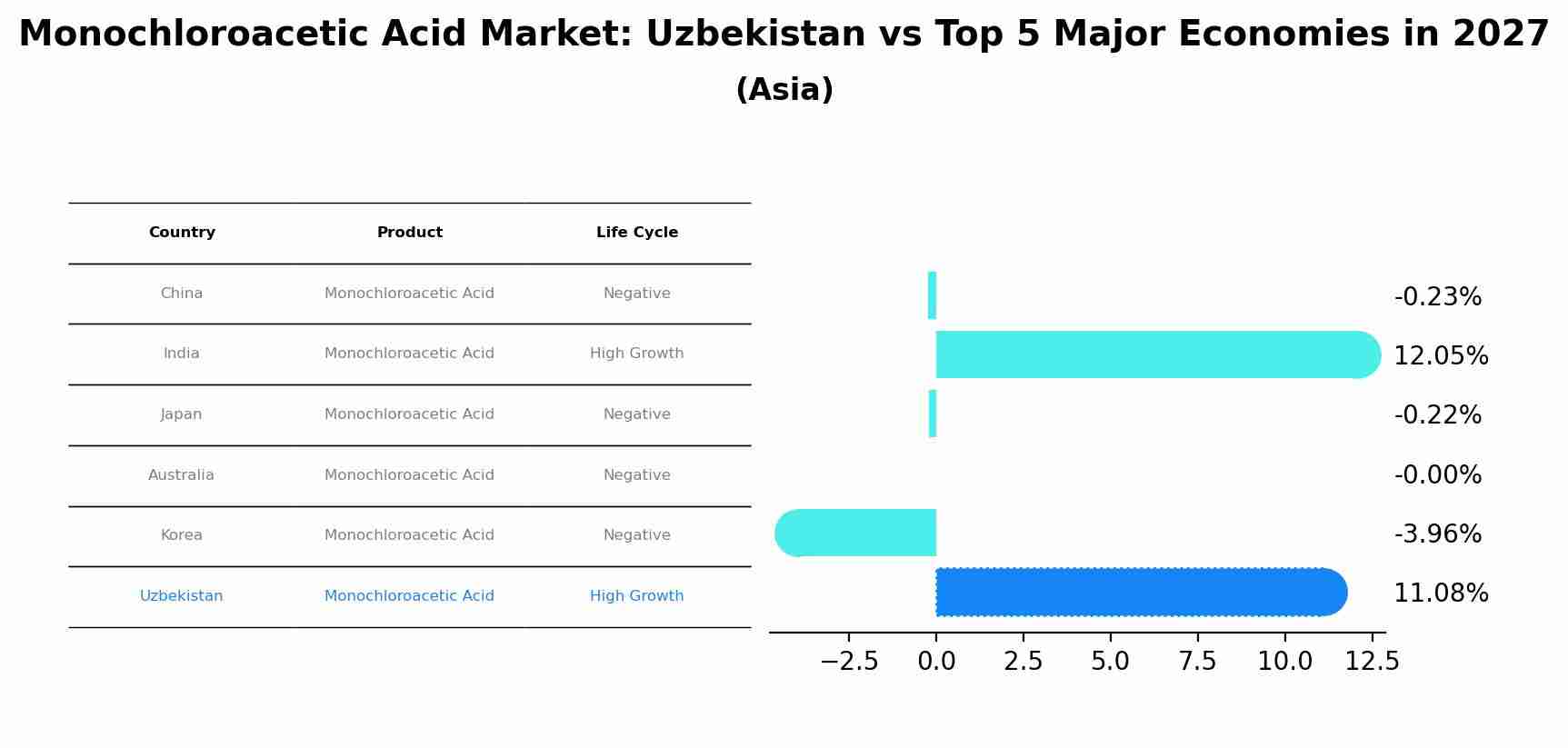 Monochloroacetic Acid Market: Uzbekistan vs Top 5 Major Economies in 2027 (Asia)