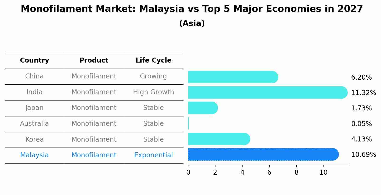 Monofilament Market: Malaysia vs Top 5 Major Economies in 2027 (Asia)