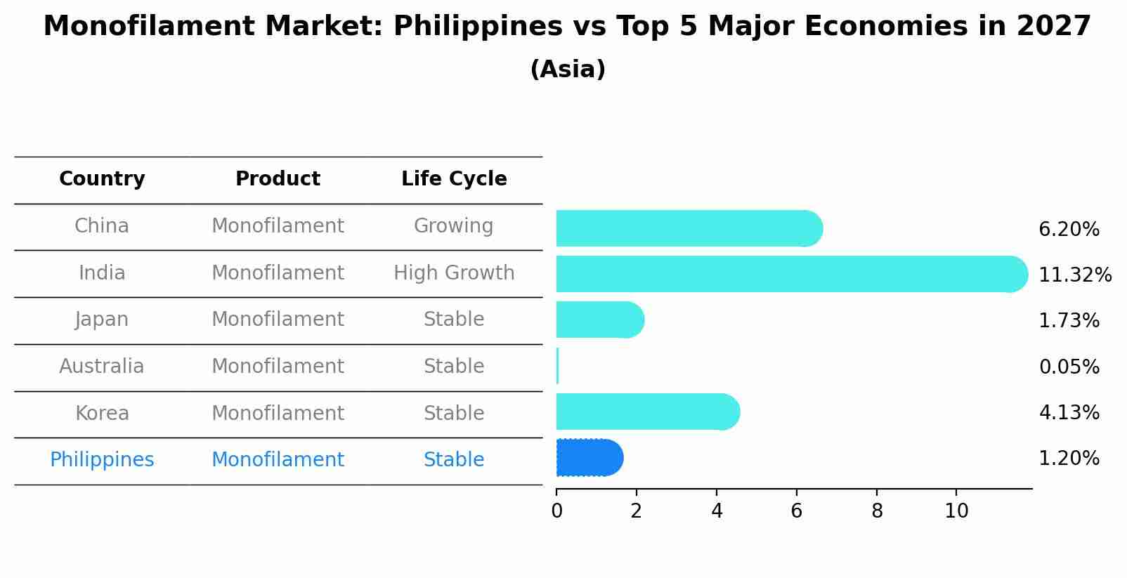 Monofilament Market: Philippines vs Top 5 Major Economies in 2027 (Asia)