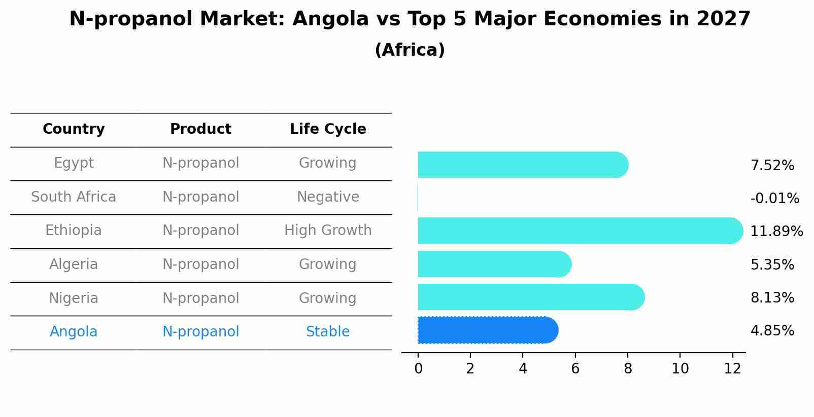 N-propanol Market: Angola vs Top 5 Major Economies in 2027 (Africa)