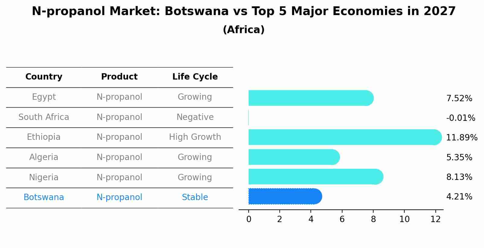 N-propanol Market: Botswana vs Top 5 Major Economies in 2027 (Africa)