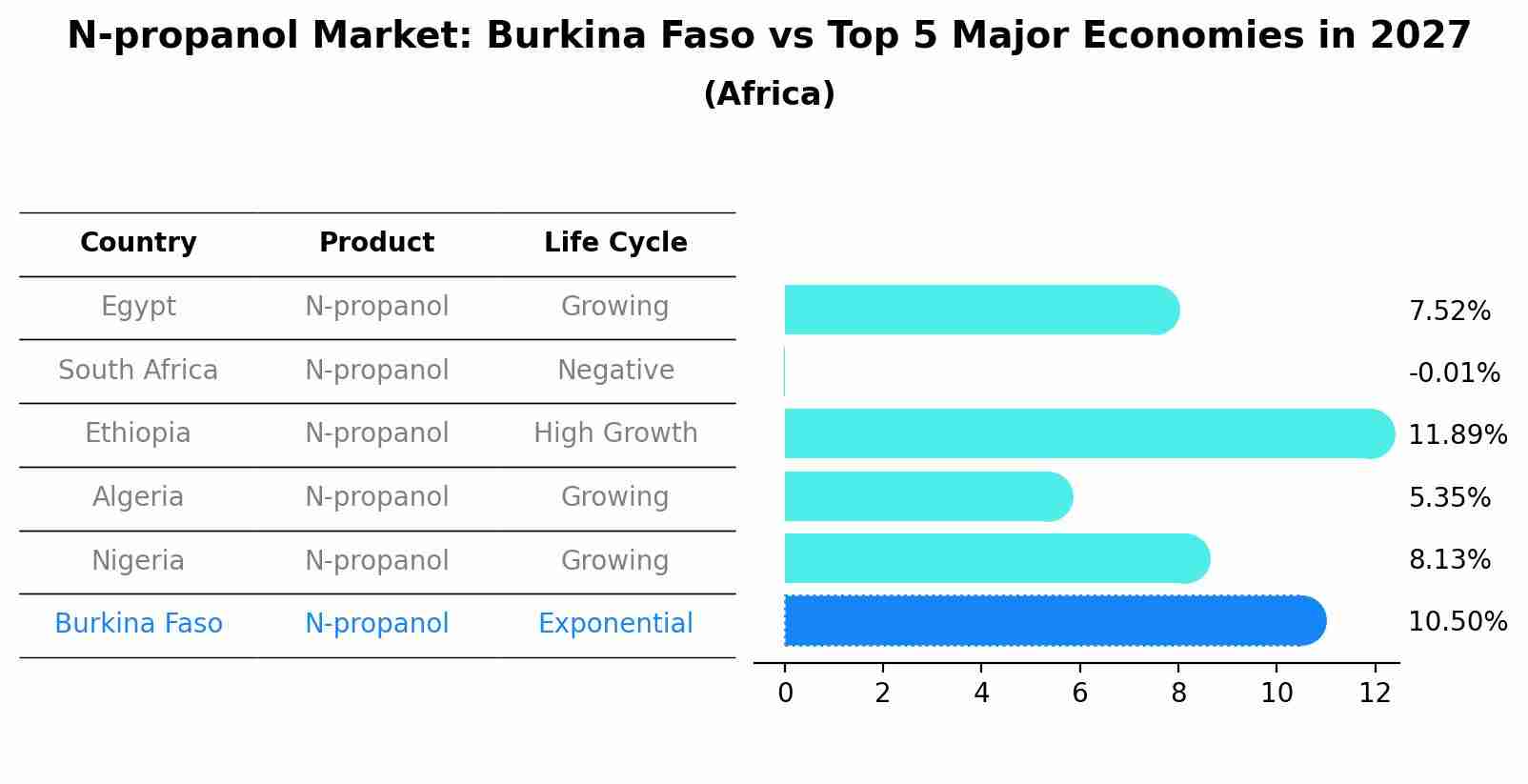 N-propanol Market: Burkina Faso vs Top 5 Major Economies in 2027 (Africa)