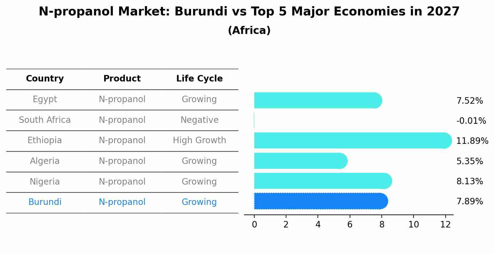 N-propanol Market: Burundi vs Top 5 Major Economies in 2027 (Africa)