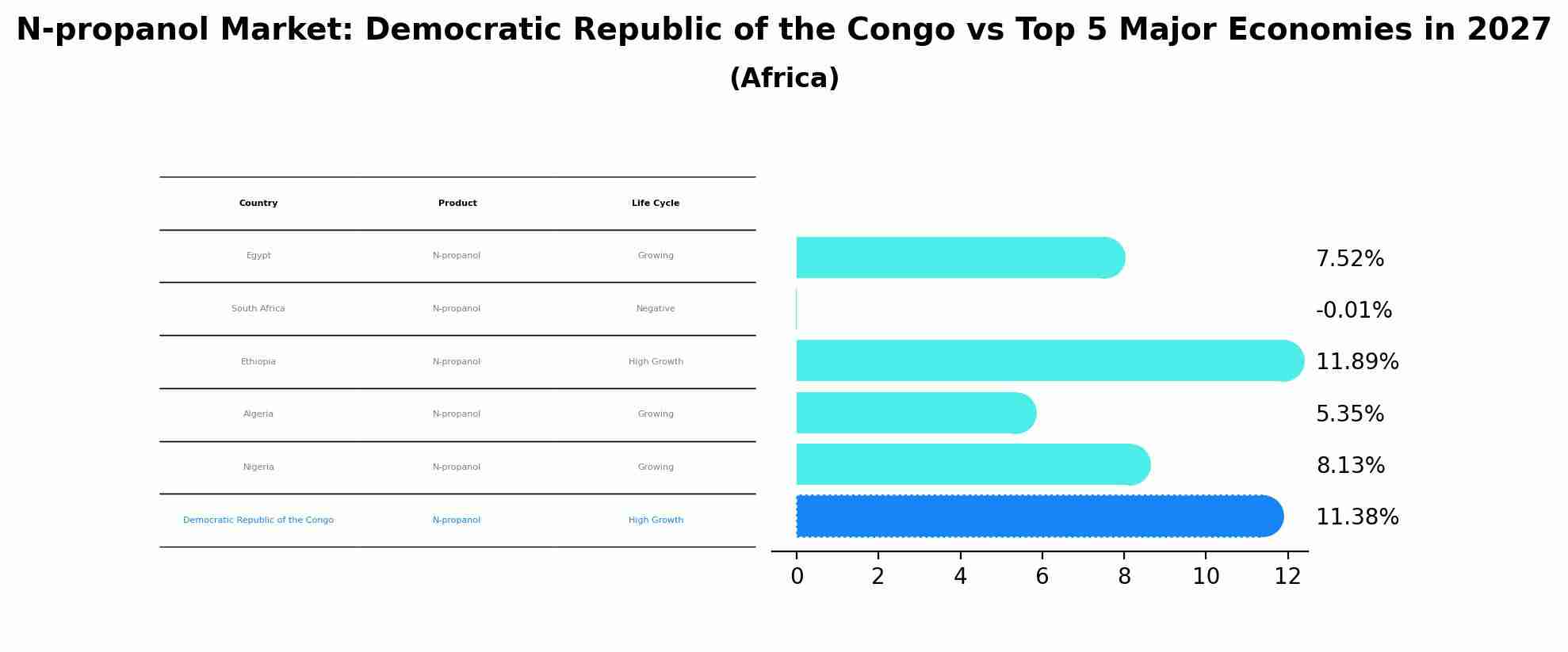 N-propanol Market: Democratic Republic of the Congo vs Top 5 Major Economies in 2027 (Africa)