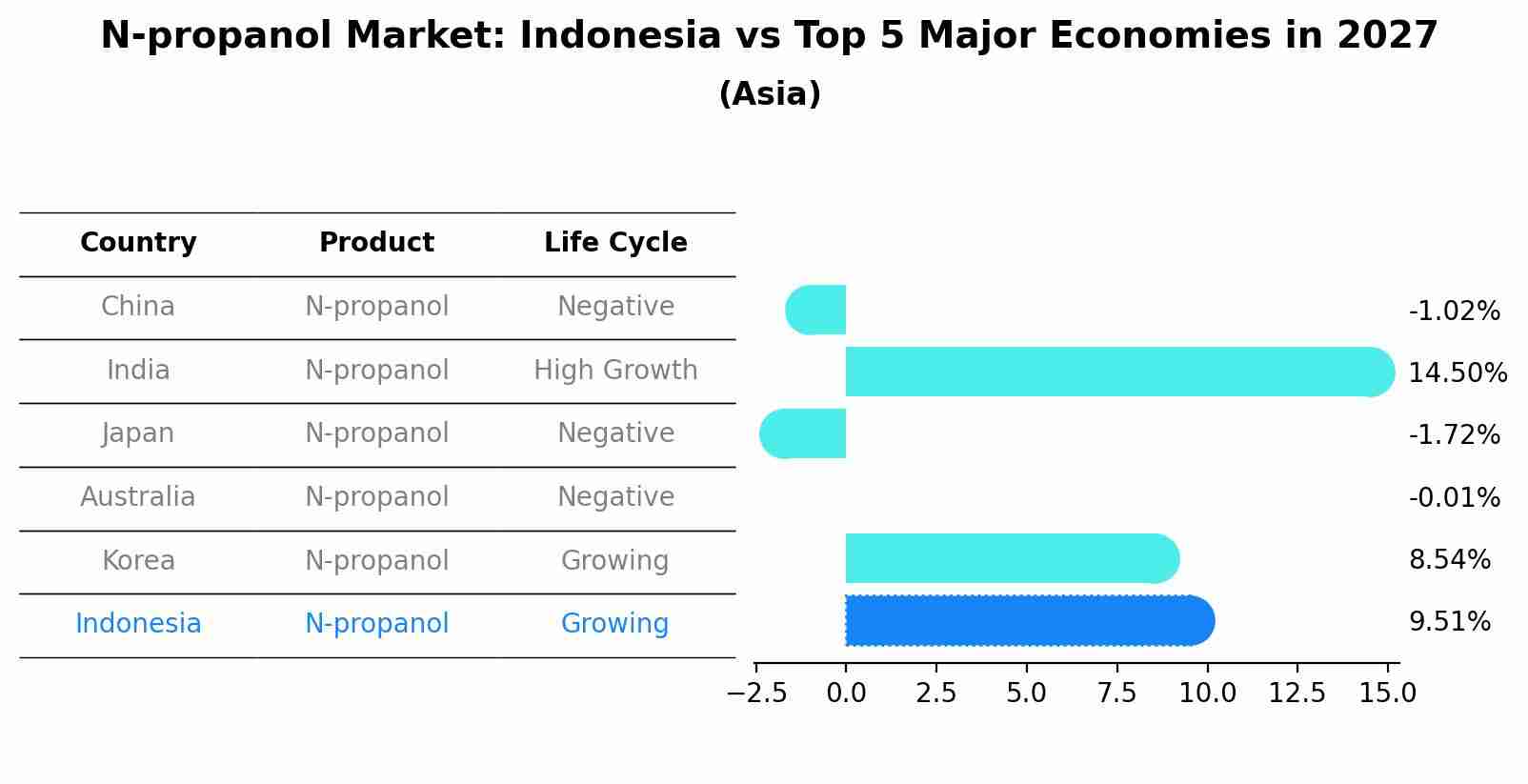 N-propanol Market: Indonesia vs Top 5 Major Economies in 2027 (Asia)