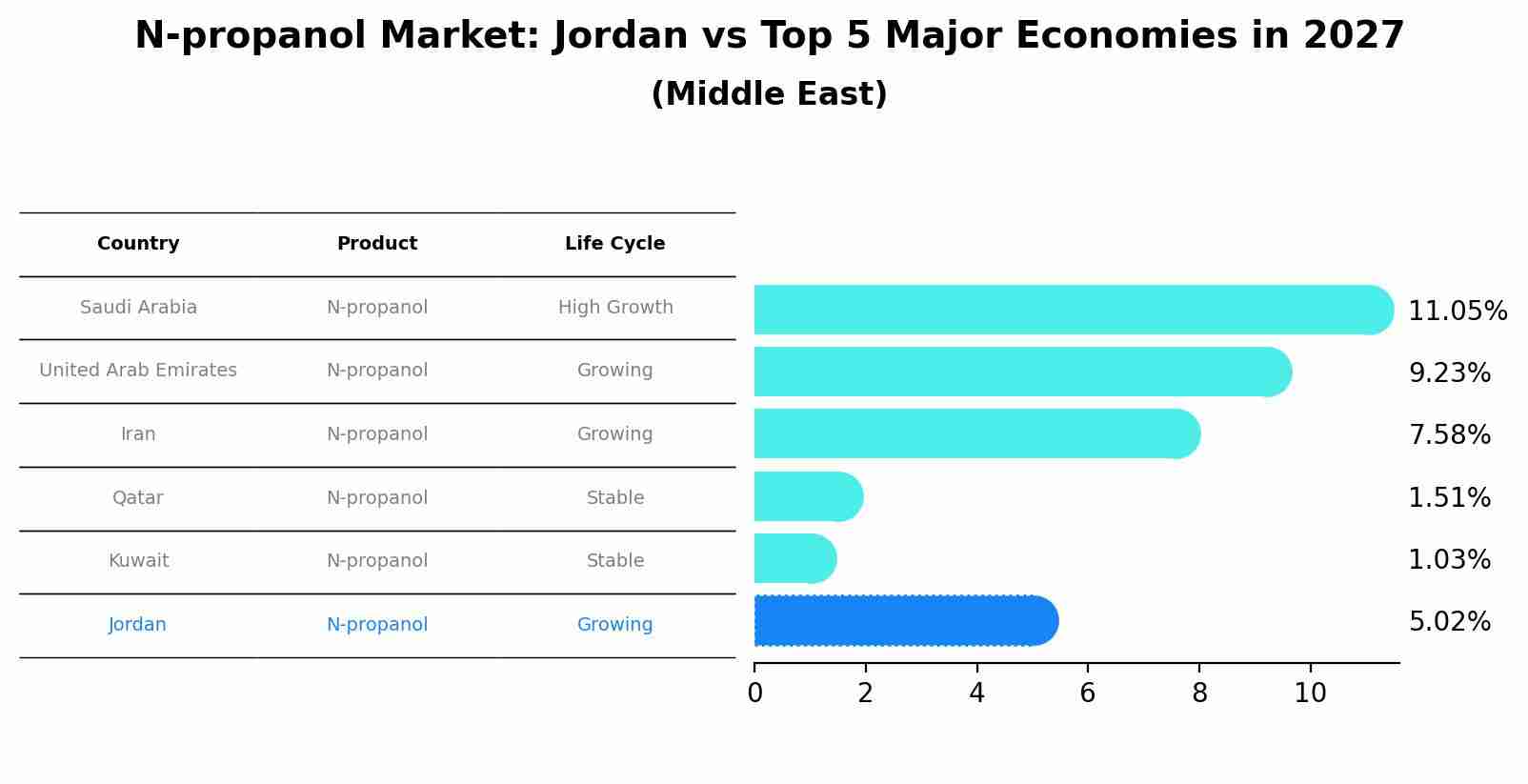 N-propanol Market: Jordan vs Top 5 Major Economies in 2027 (Middle East)