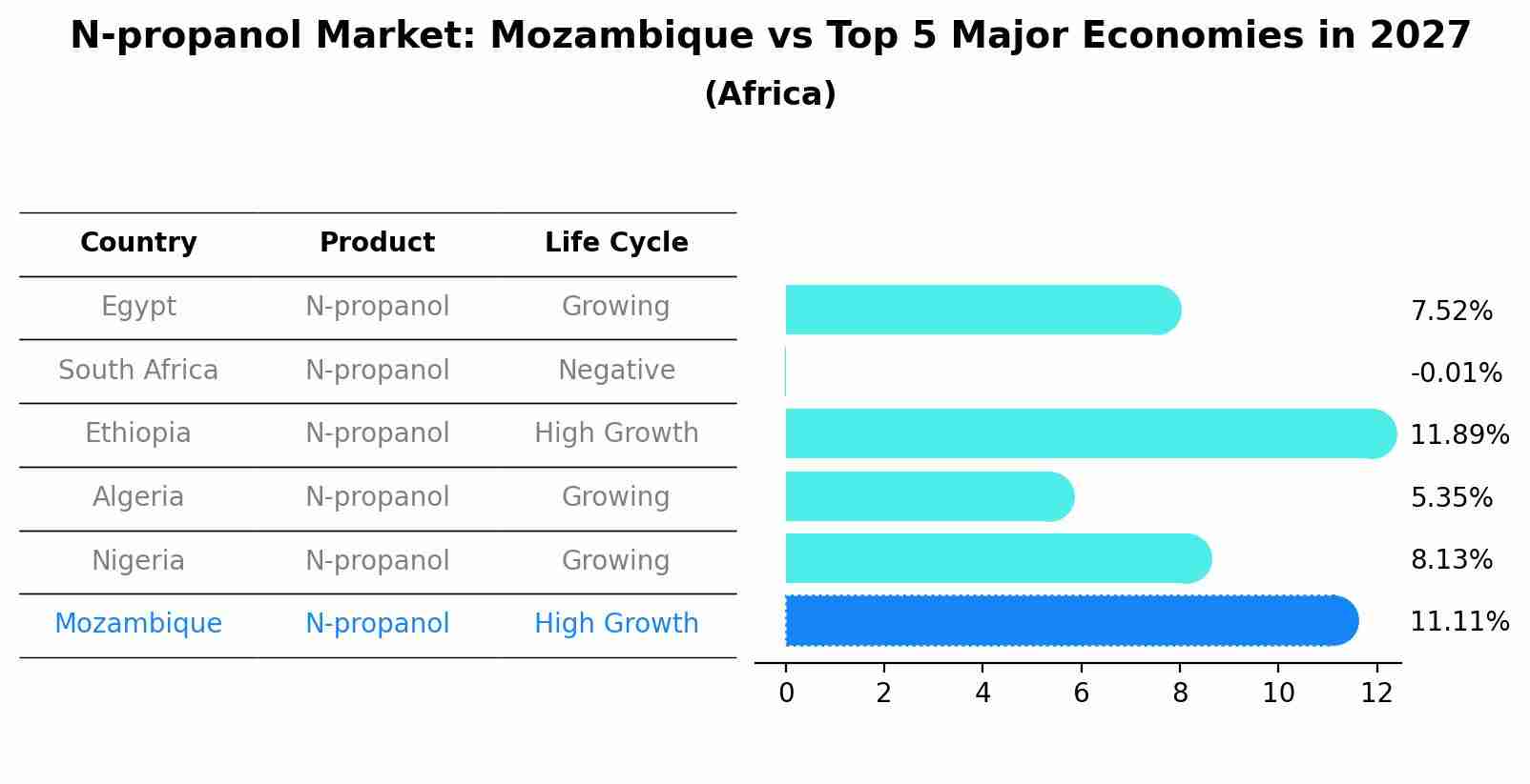 N-propanol Market: Mozambique vs Top 5 Major Economies in 2027 (Africa)