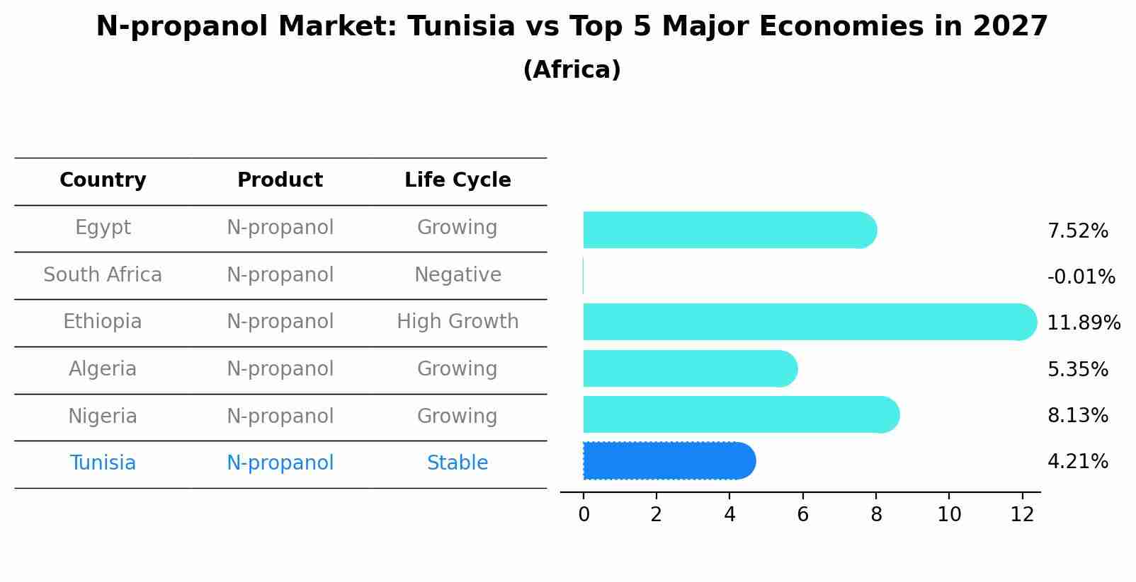 N-propanol Market: Tunisia vs Top 5 Major Economies in 2027 (Africa)