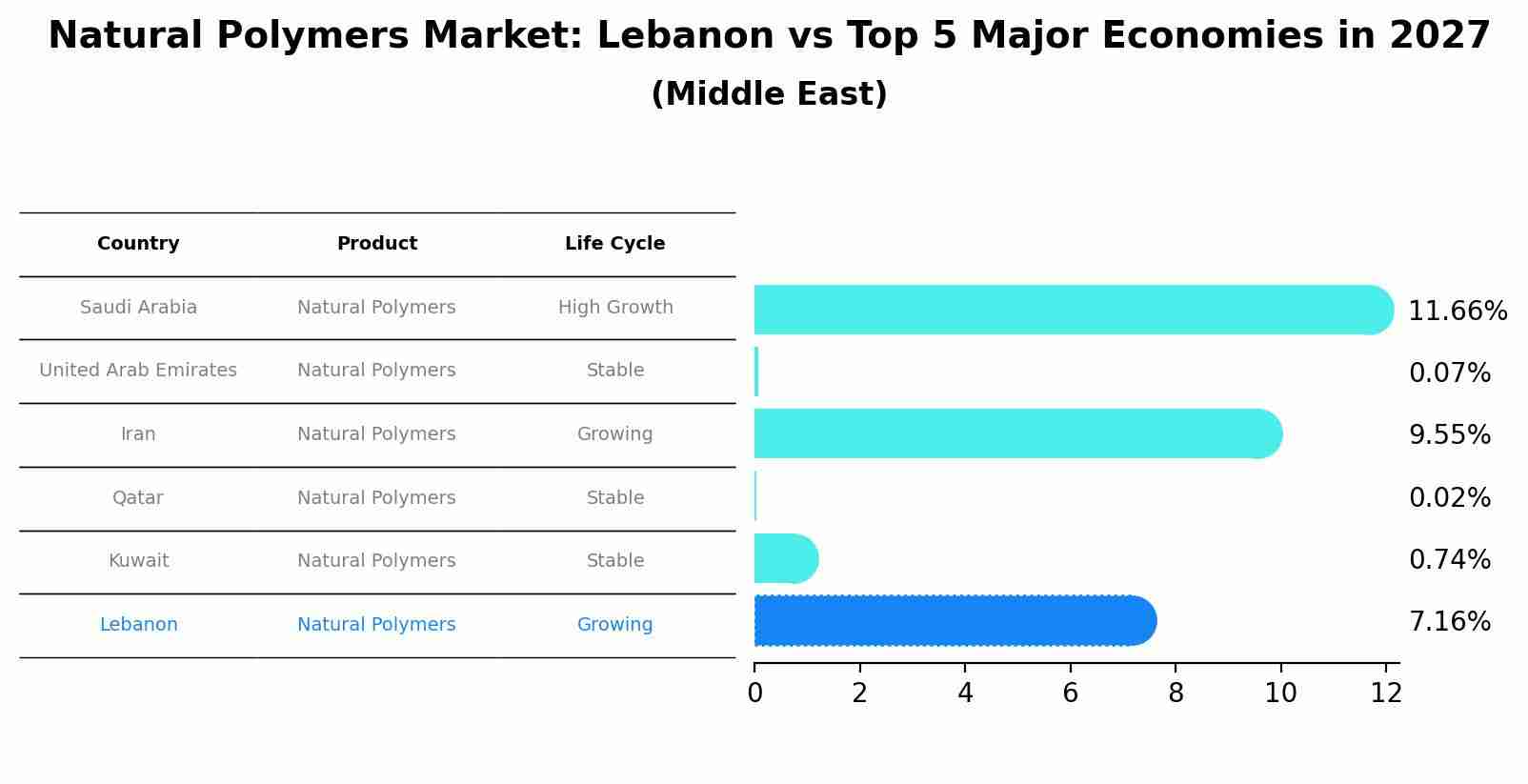 Natural Polymers Market: Lebanon vs Top 5 Major Economies in 2027 (Middle East)