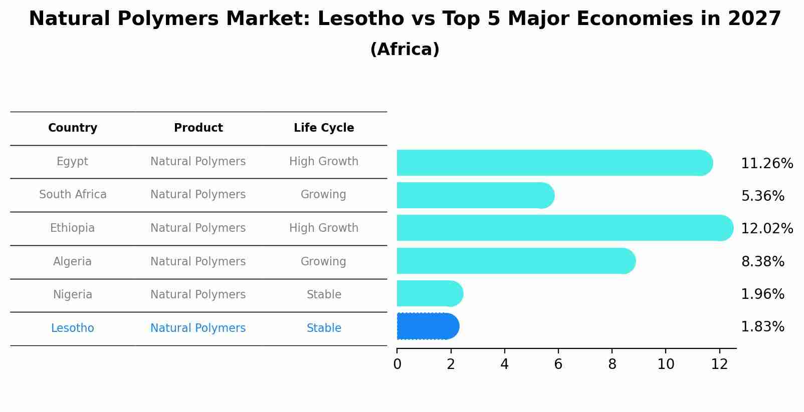 Natural Polymers Market: Lesotho vs Top 5 Major Economies in 2027 (Africa)