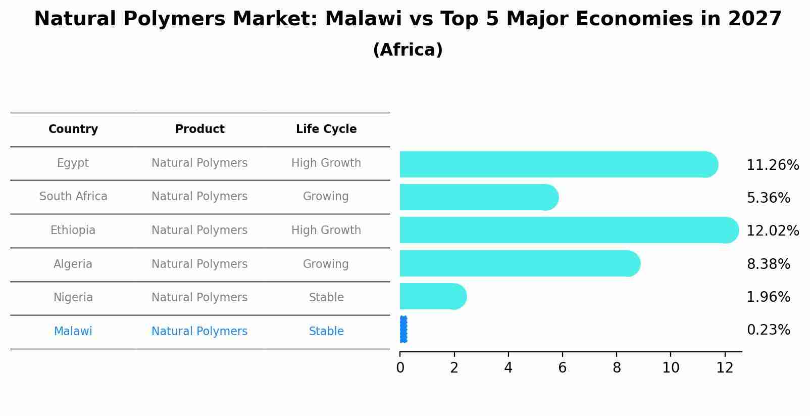 Natural Polymers Market: Malawi vs Top 5 Major Economies in 2027 (Africa)