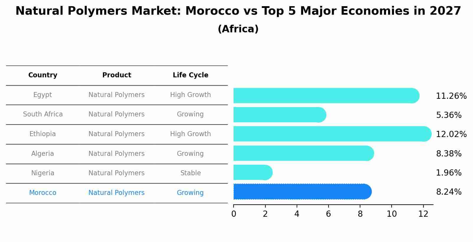 Natural Polymers Market: Morocco vs Top 5 Major Economies in 2027 (Africa)
