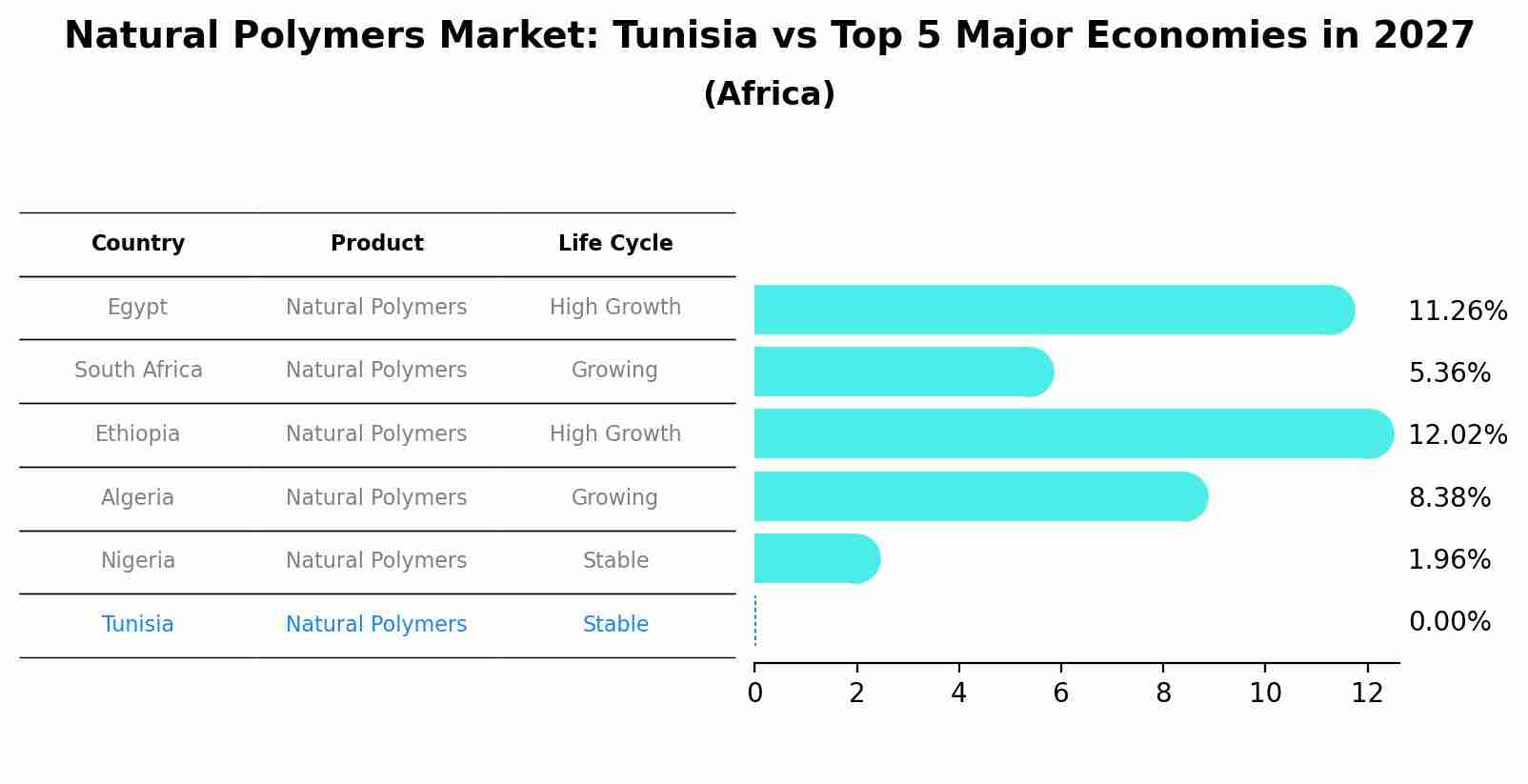 Natural Polymers Market: Tunisia vs Top 5 Major Economies in 2027 (Africa)