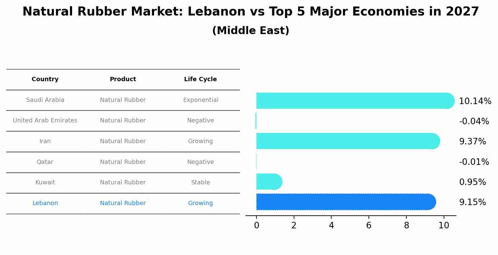 Natural Rubber Market: Lebanon vs Top 5 Major Economies in 2027 (Middle East)