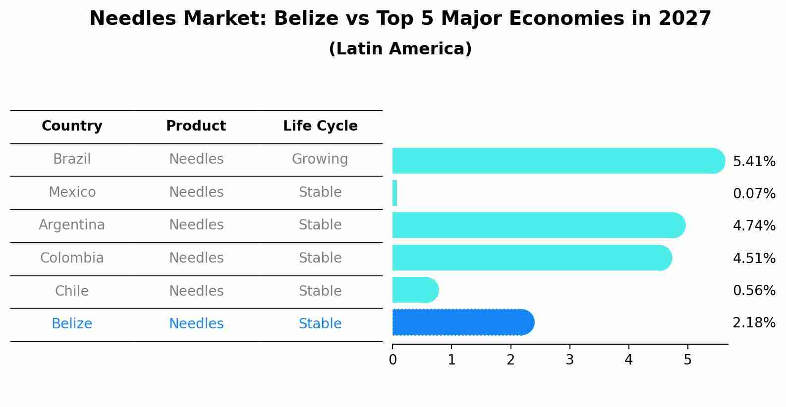 Needles Market: Belize vs Top 5 Major Economies in 2027 (Latin America)
