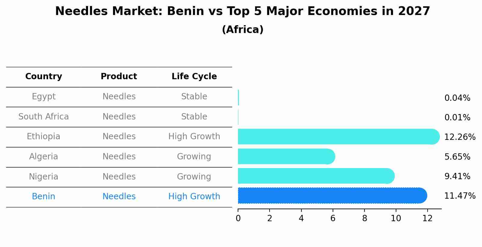 Needles Market: Benin vs Top 5 Major Economies in 2027 (Africa)